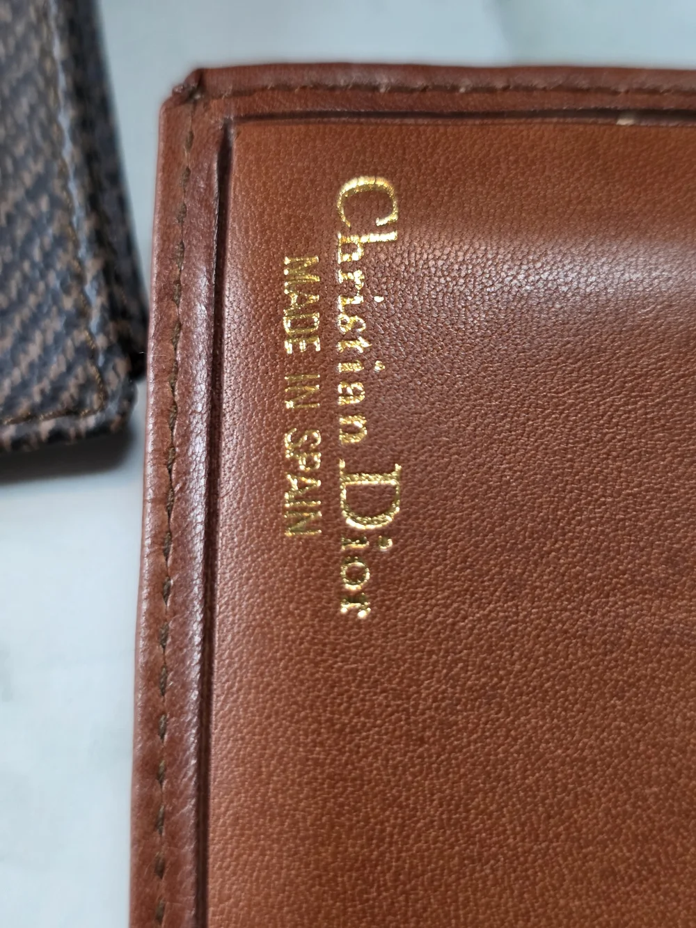 Christian Dior Vintage Trotter Herringbone Wallet & Checkbook Cover Set